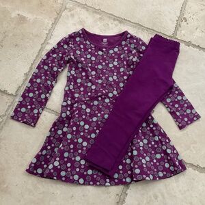 Tea Collection Dress & Leggings; purple floral, size 4